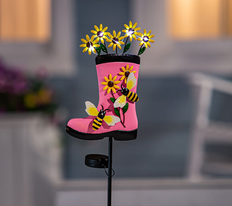 Plow & Hearth Rainboot Solar Garden Stake — View 11