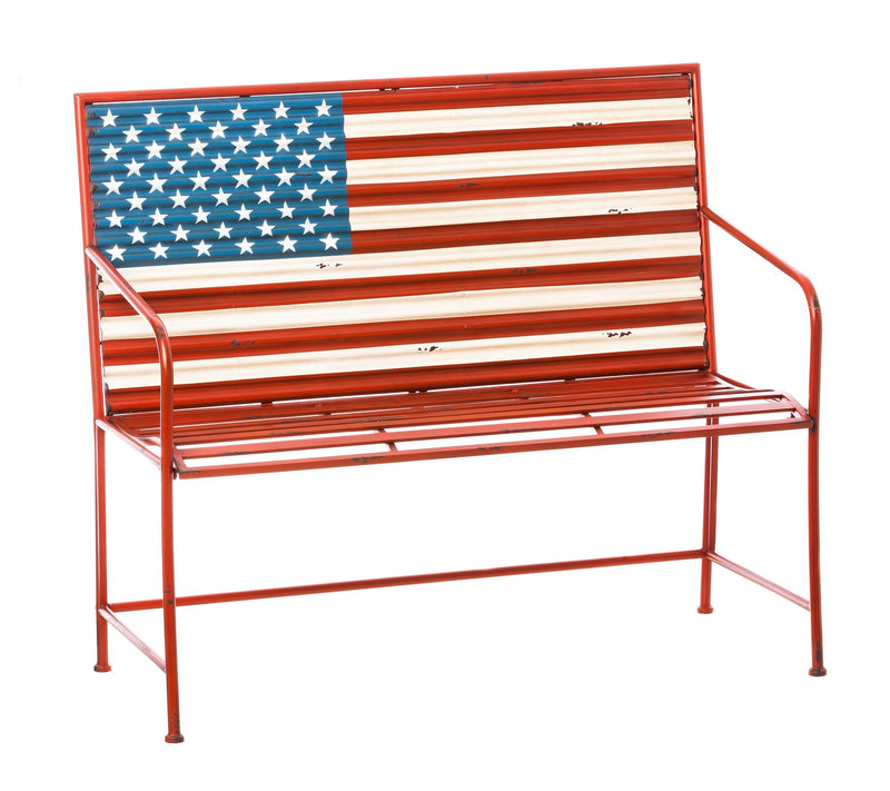 Plow & Hearth American Flag Metal Garden Bench — Main view