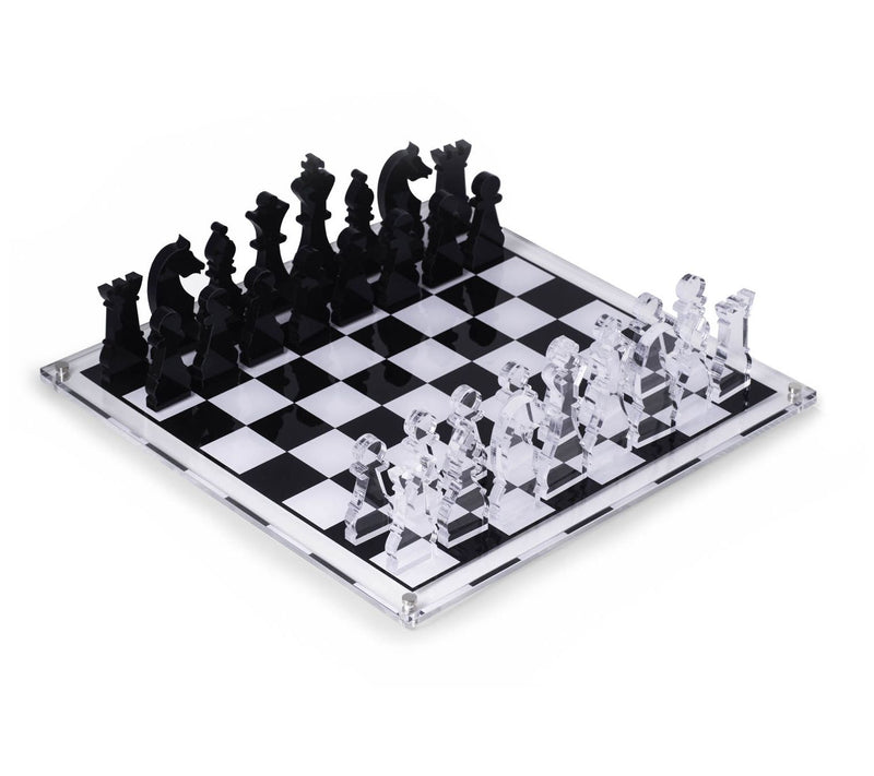 Acrylic 28 Piece Chess Set, King Measure 4",  Board 14" x 14" — Main view
