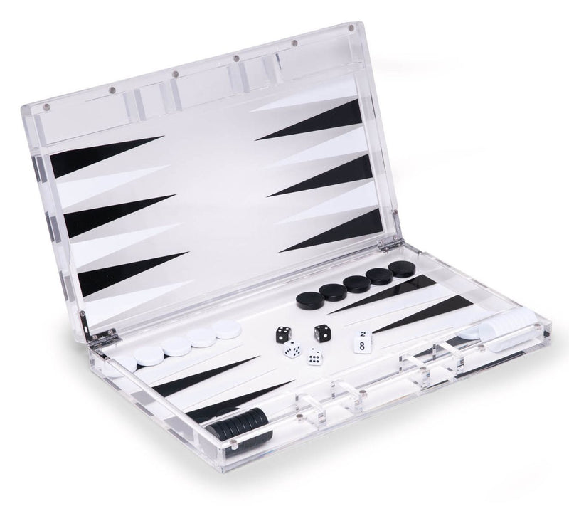 Acrylic 14" Backgammon Set, Clear — View 2