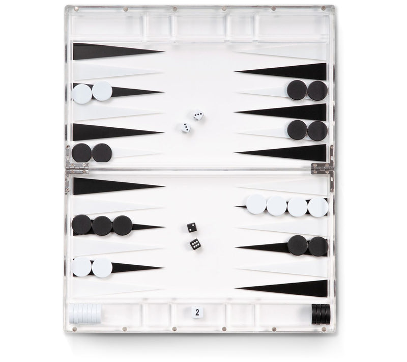 Acrylic 14" Backgammon Set, Clear — View 3