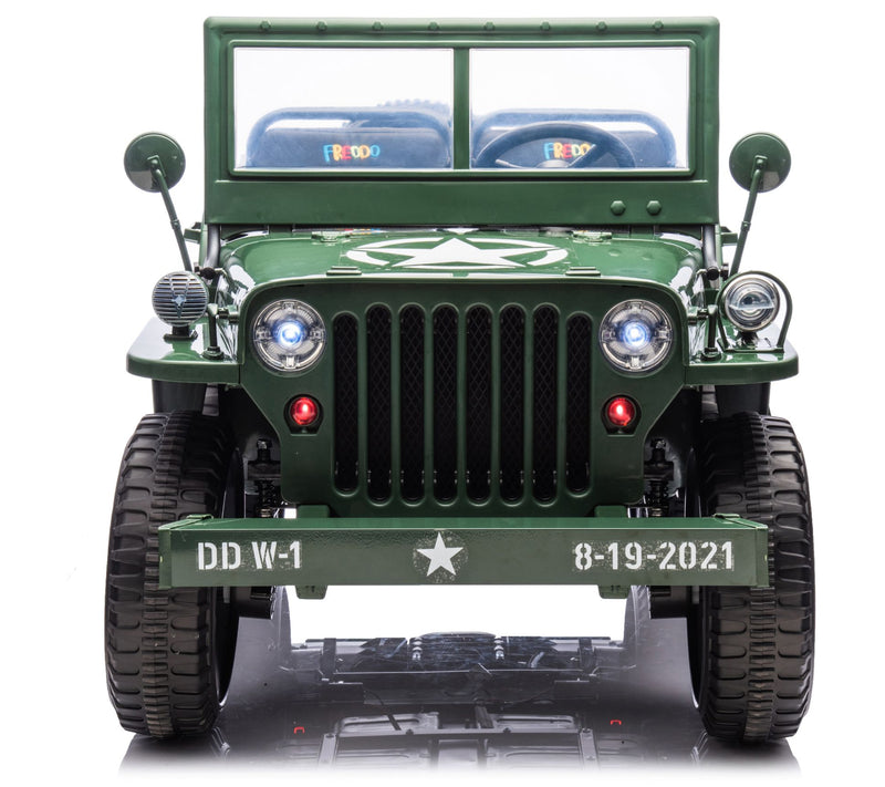 Freddo 24V Military-Style Willy Jeep 3-Seater Rde On — View 3