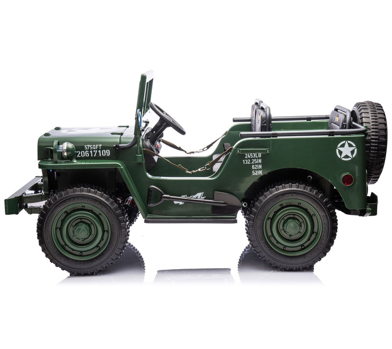 Freddo 24V Military-Style Willy Jeep 3-Seater Rde On — View 2