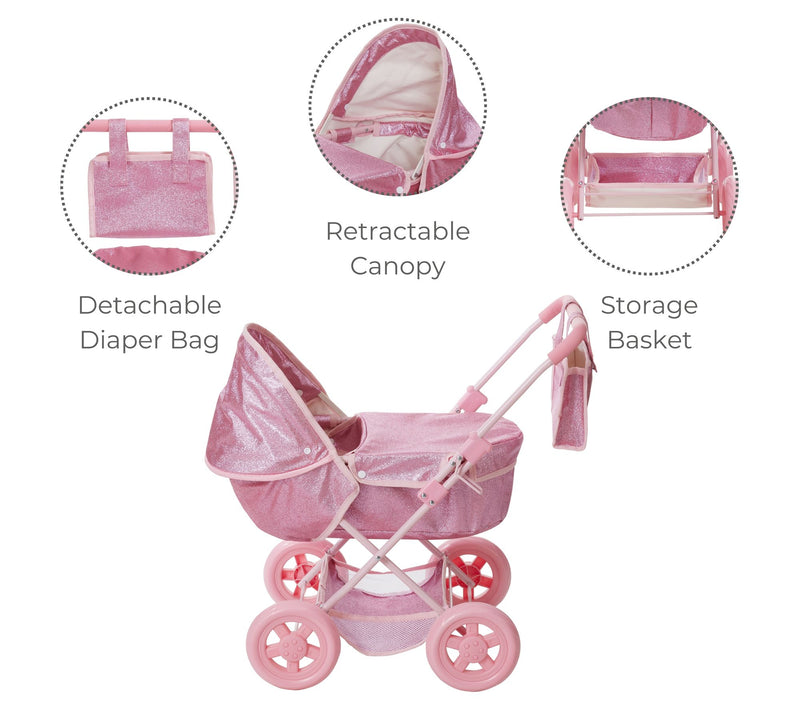 Olivia's Little World Baby Doll Bassinet Pram — View 3