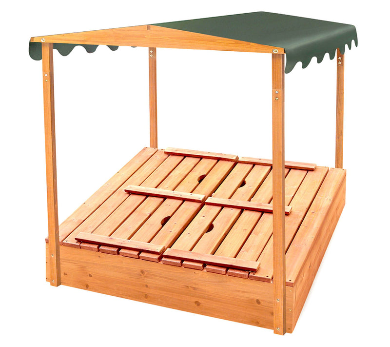 Badger Basket Covered Cedar Sandbox with Canopy, Bench Seats — View 6