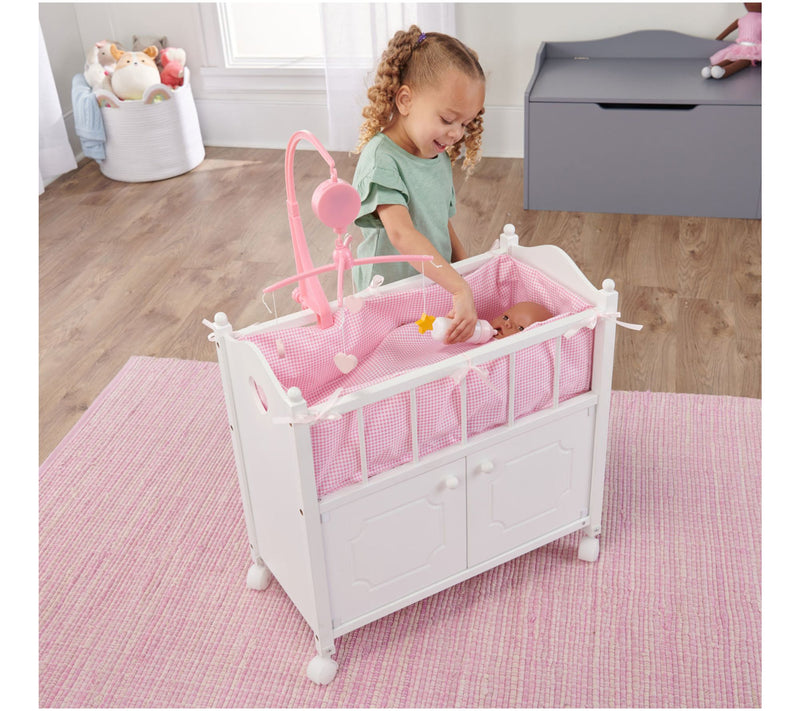 Badger Basket Cabinet Doll Crib with Bedding and Mobile — View 2
