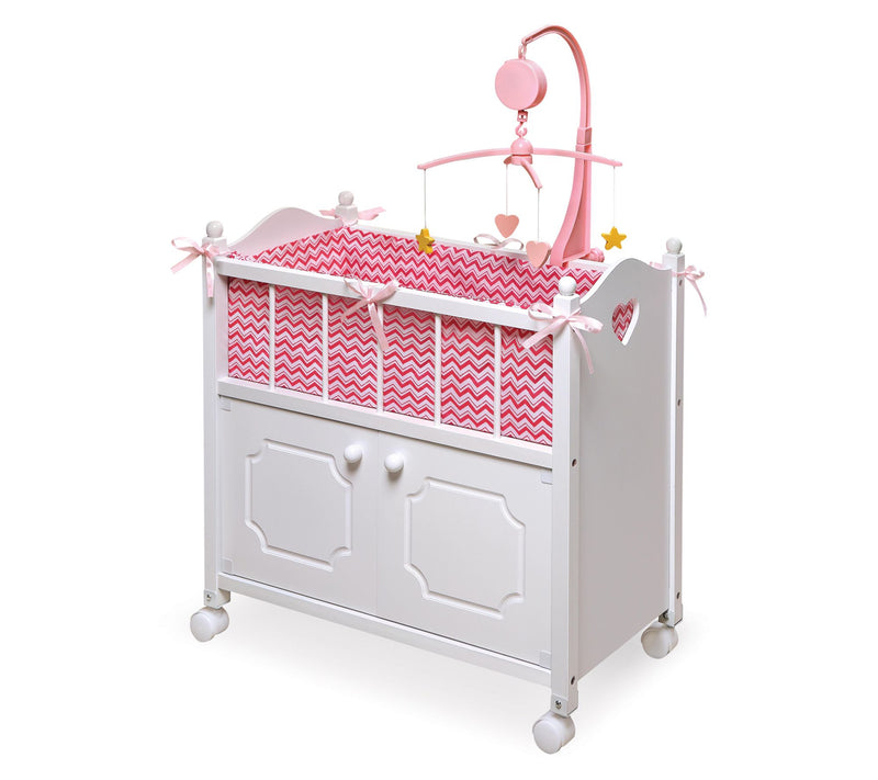 Badger Basket Cabinet Doll Crib with Bedding and Mobile — View 12