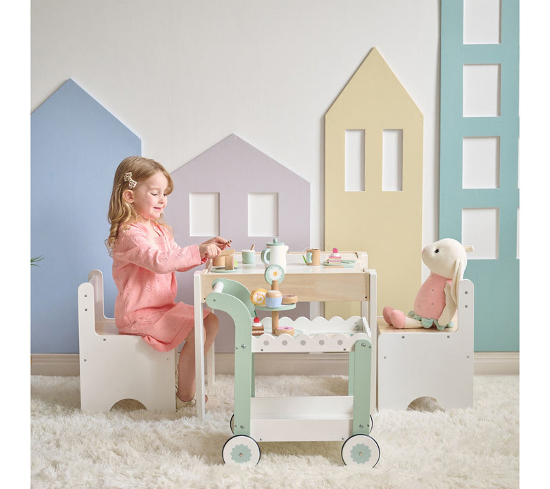 Teamson Kids Afternoon Sip Wood Dessert Cart with 21 Pieces — View 8