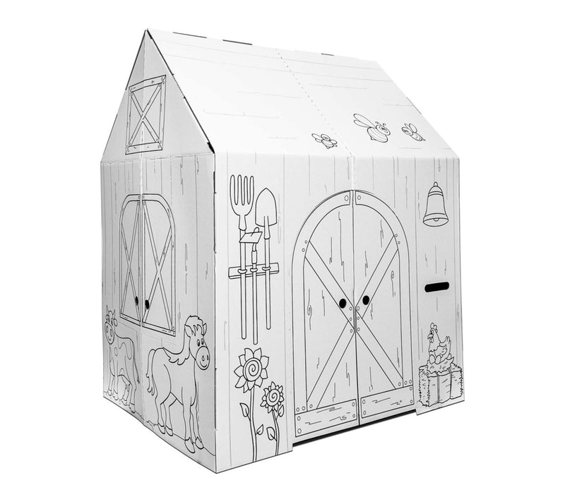 Easy Playhouse Decorate The Cardboard Fort Barn — View 2
