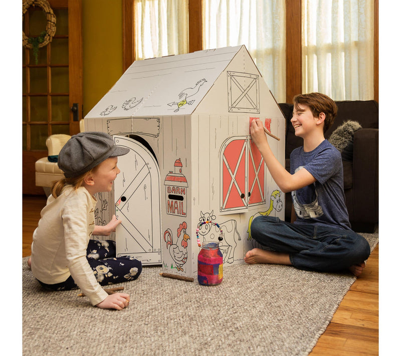 Easy Playhouse Decorate The Cardboard Fort Barn — View 6