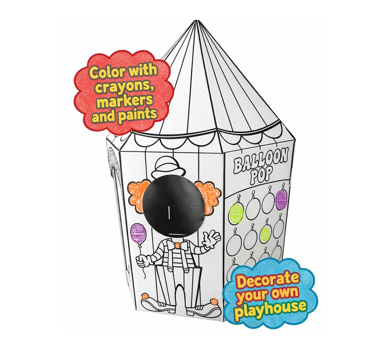 Easy Playhouse Decorate Cardboard Play Fort Carnival Tent — View 7
