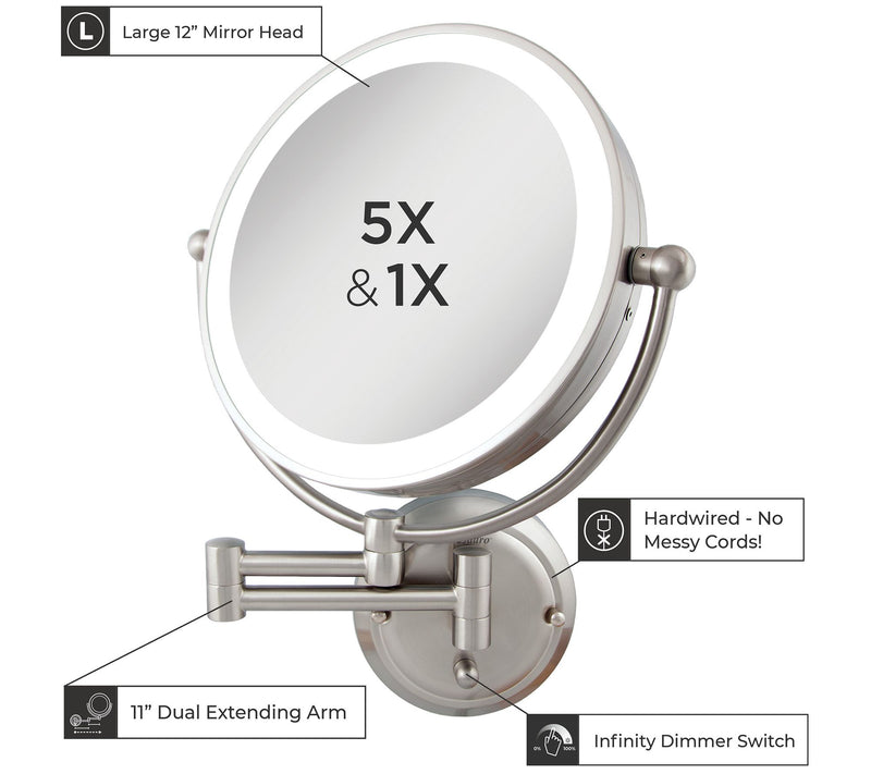Zadro Glamour Wall-Mount 1X/5X Mirror, Hard Wir e Ready — View 7