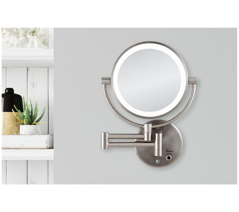 Zadro Cordless LED Wall-Mount Mirror 1X/5X, Satin Nickel — View 5