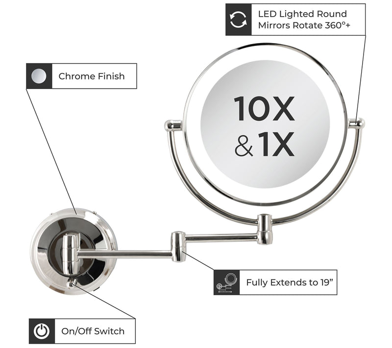 Zadro Cordless LED Wall-Mount 1X/10X Mirror — View 15