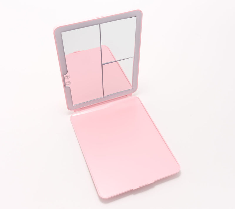 "As Is" Sunter Folding Travel Mirror w/ Magnification Panels & Light — View 4
