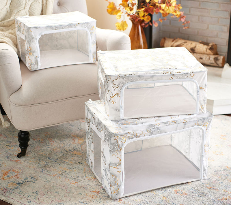 Periea S/3 Collapsible Small, Medium and Large Storage Boxes — View 23