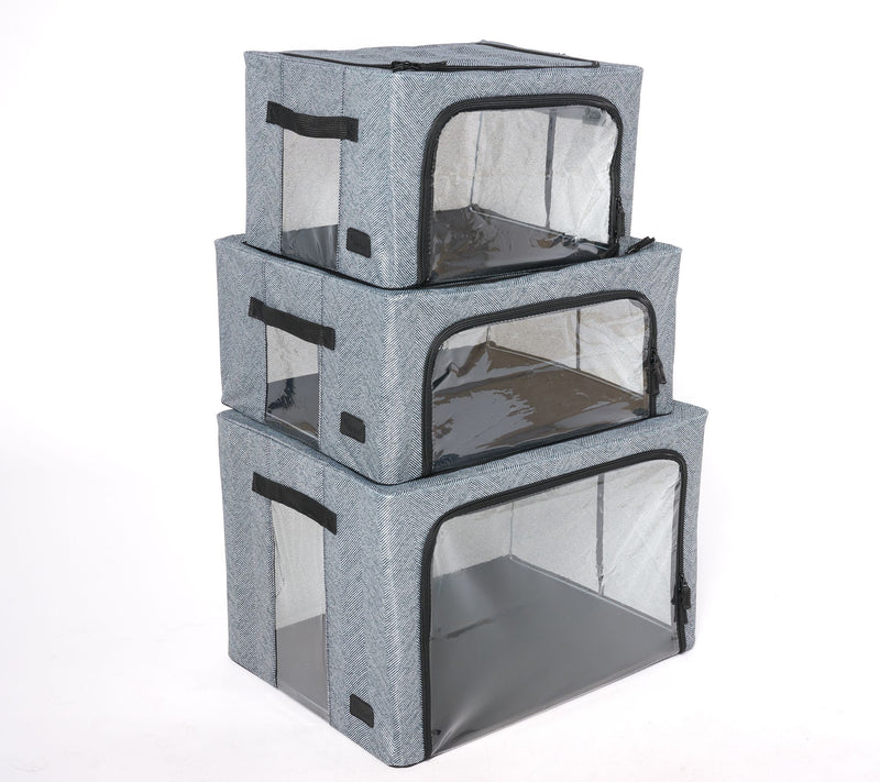 Periea S/3 Collapsible Small, Medium and Large Storage Boxes — View 45