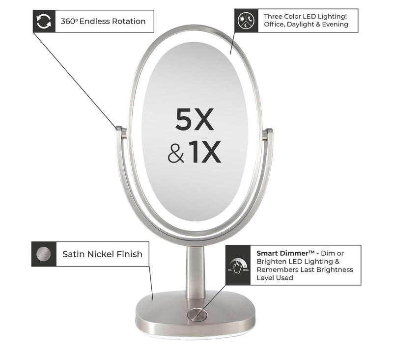 Zadro Newport LED UltraBright Oval 3-Color Touch Vanity Mirror — View 6