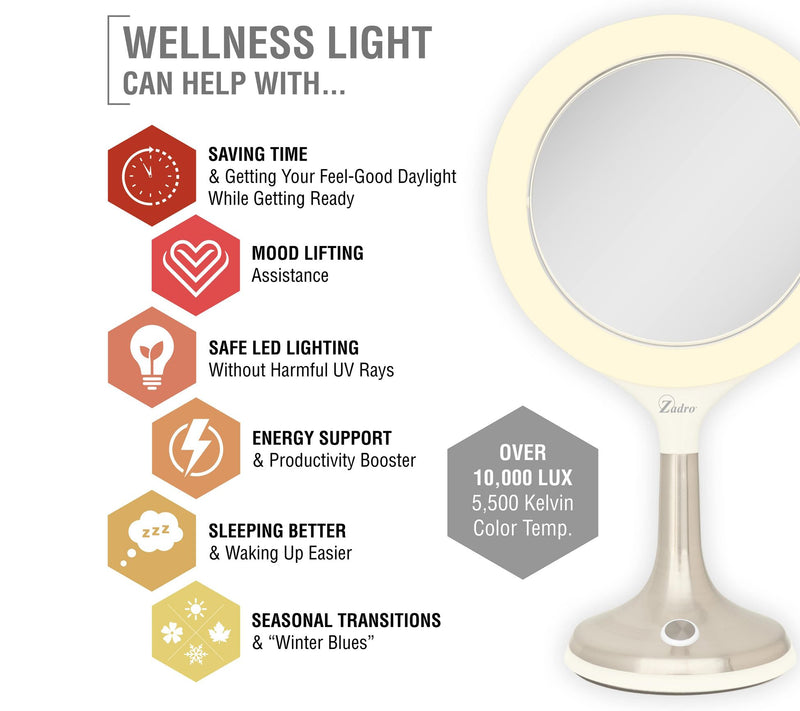 Zadro Mood Therapy Ring Light LED Lamp & VanityMirror — View 7