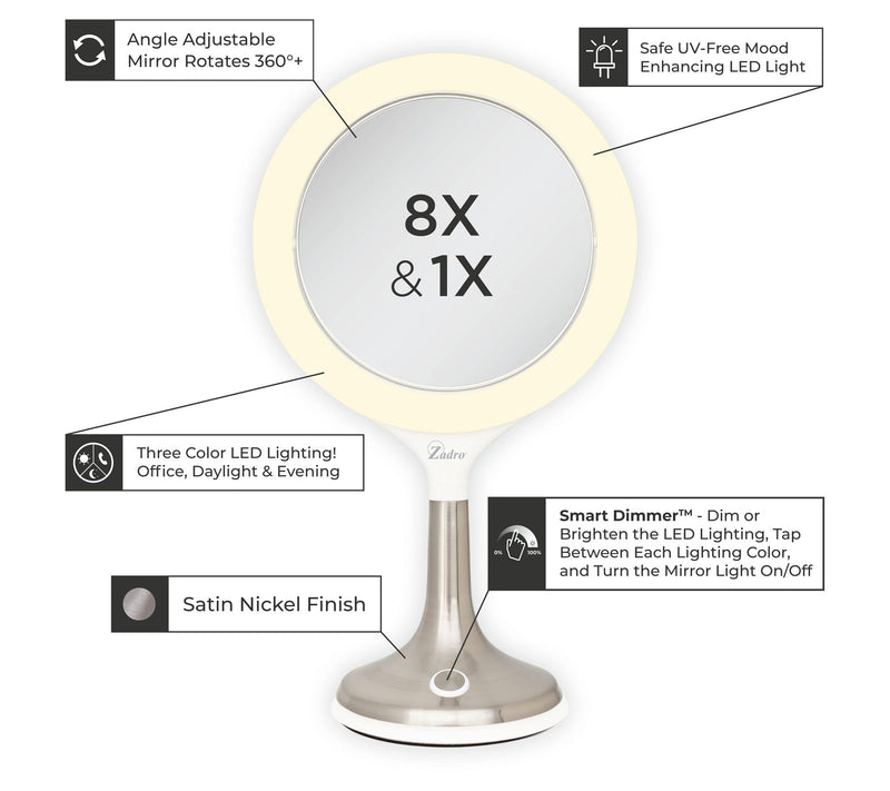 Zadro Mood Therapy Ring Light LED Lamp & VanityMirror — View 6