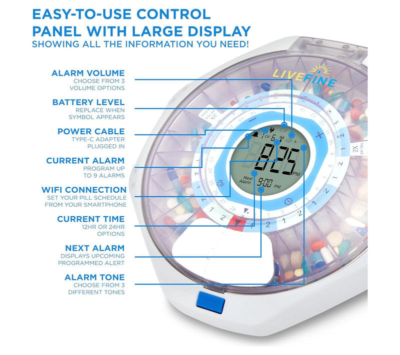 LiveFine 28-Day WiFi Automatic Pill Dispenser — View 6
