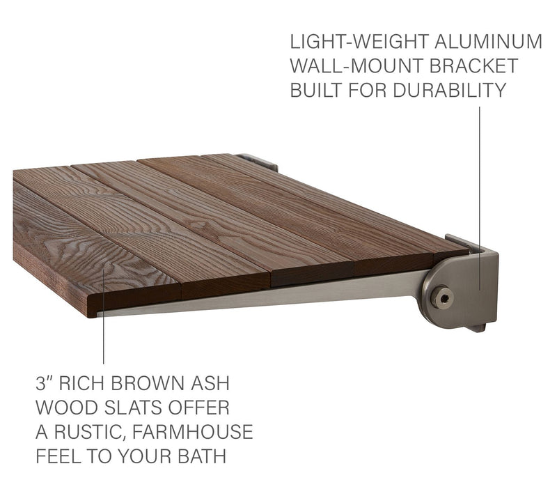 Seachrome 18" Folding Wall Mount Shower Bench Seat Ash Wood — View 4