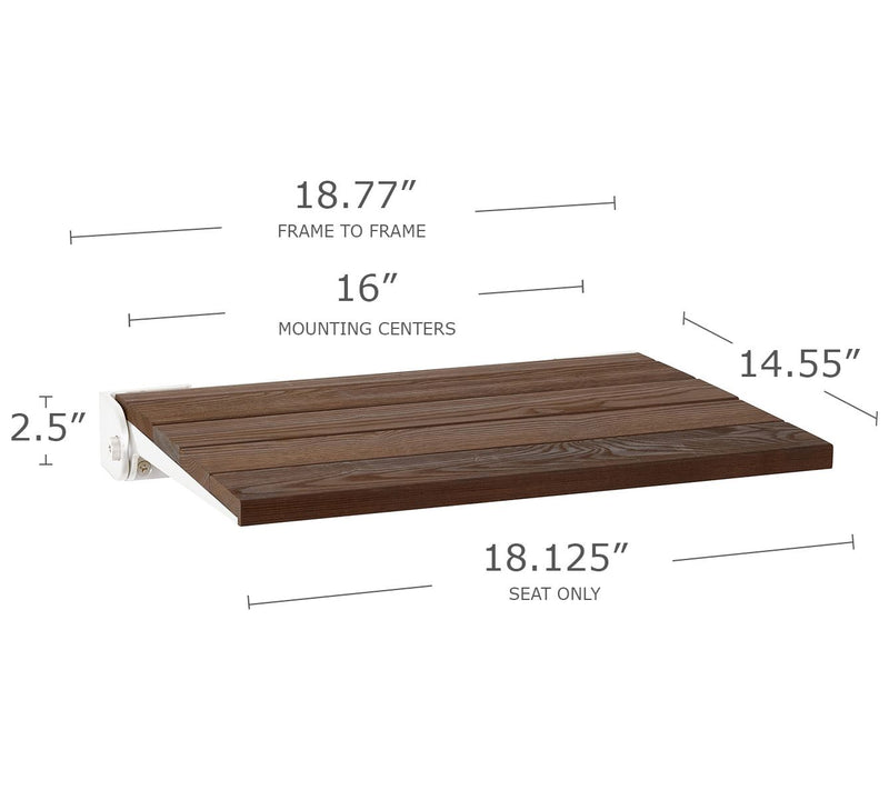 Seachrome 18" Folding Wall Mount Shower Bench Seat Ash Wood — View 2