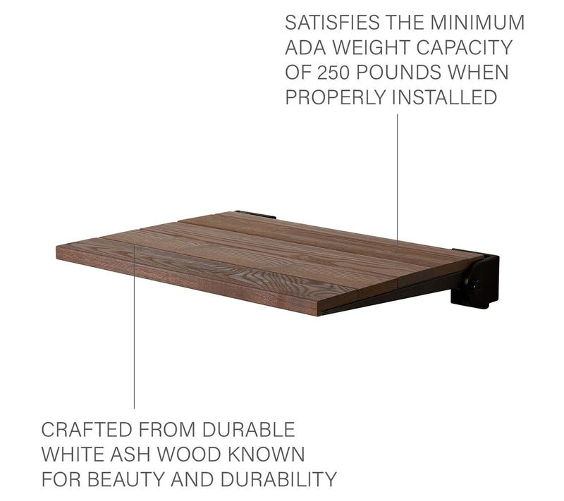 Seachrome 18" Folding Wall Mount Shower Bench Seat Ash Wood — View 3