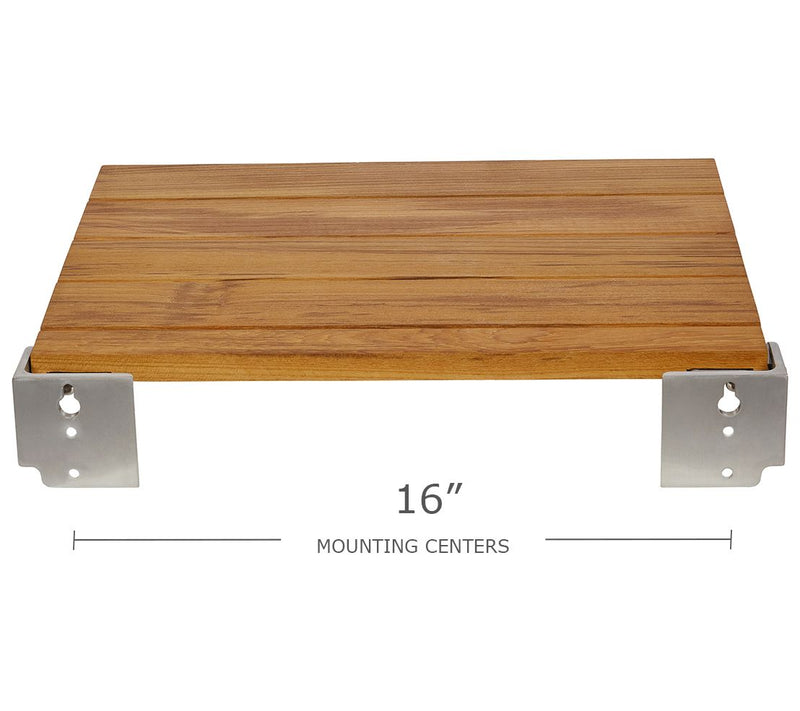 Seachrome 18" Folding Wall Mount Shower Bench Seat Teak Wood — View 7
