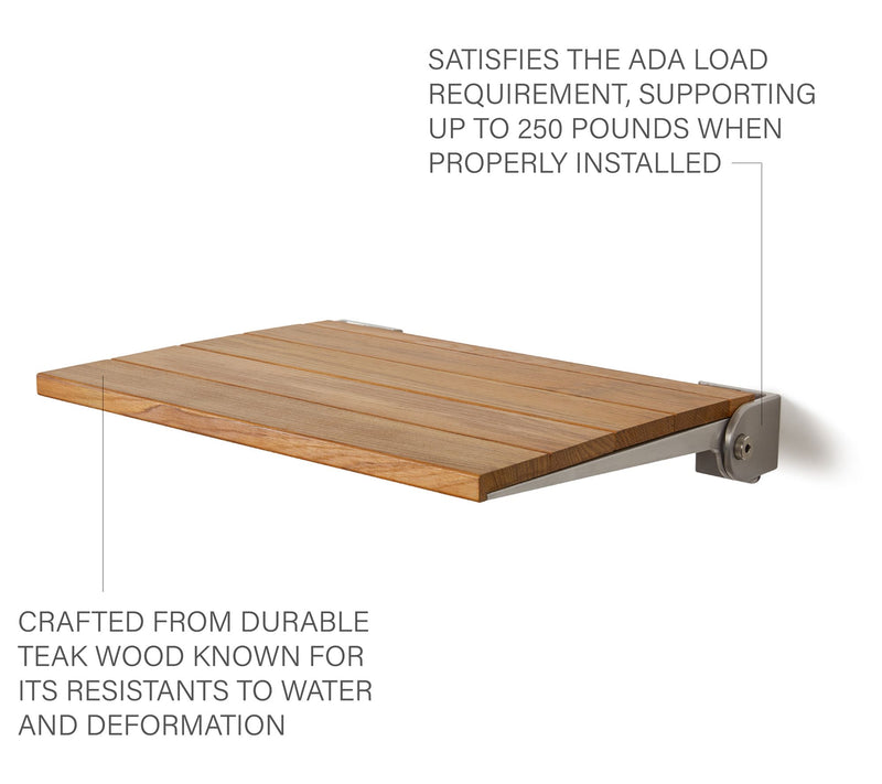 Seachrome 18" Folding Wall Mount Shower Bench Seat Teak Wood — View 3