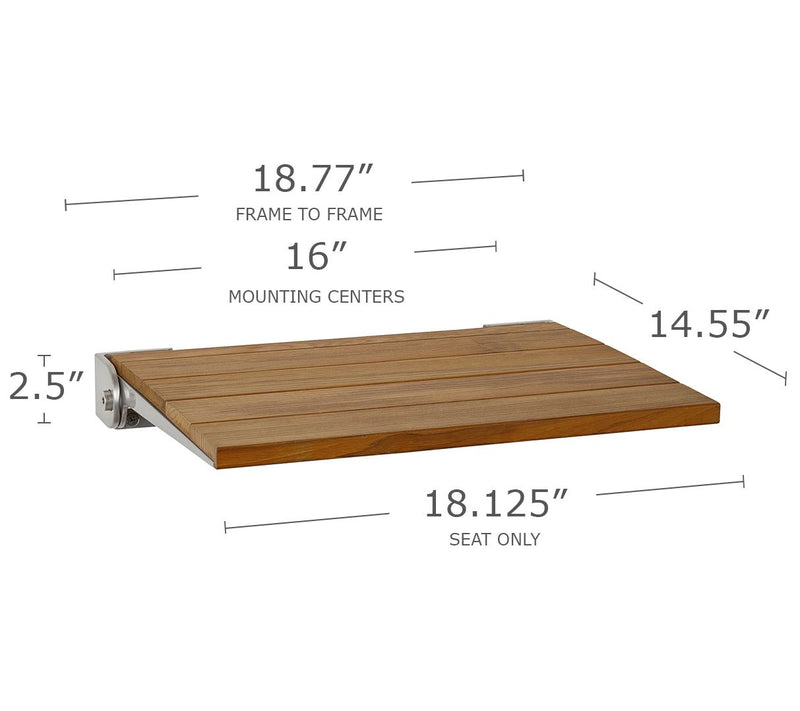 Seachrome 18" Folding Wall Mount Shower Bench Seat Teak Wood — View 2