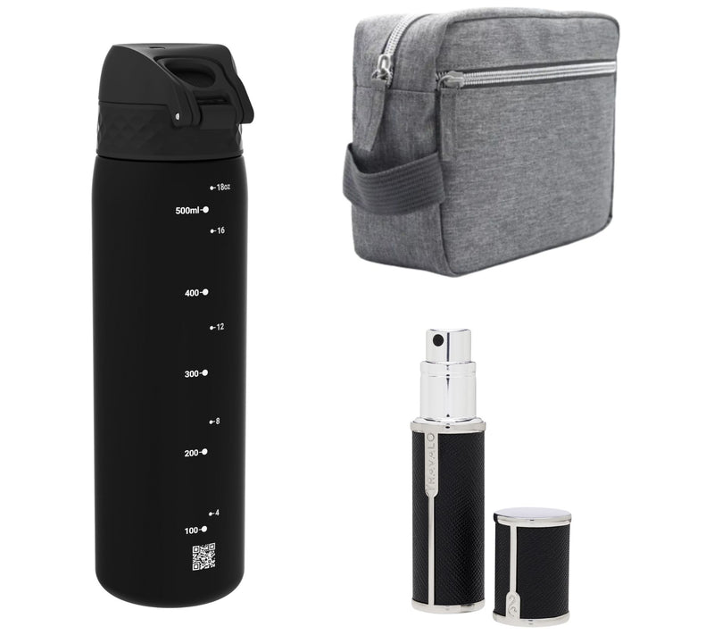Youzey The Essentials Dopp Kit, Water Bottle, Travalo Atomizer — View 3