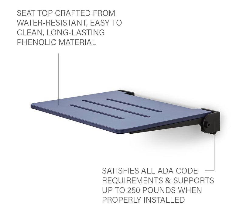 Seachrome 18" SlimLine Folding Wall Mount Shower Bench, Navy — View 9