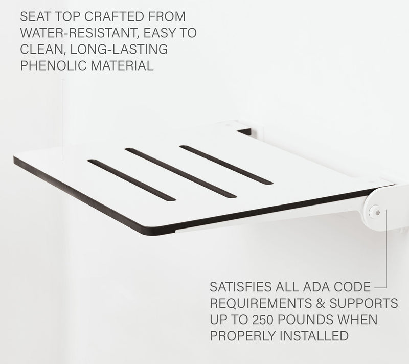 Seachrome 18" SlimLine Folding Wall Mount Shower Bench , White — View 9