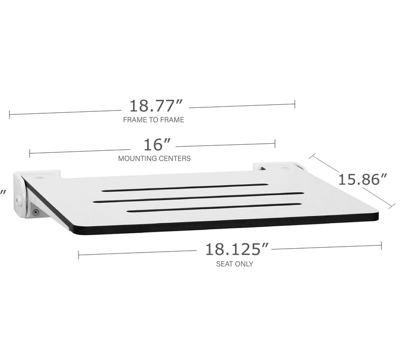 Seachrome 18" SlimLine Folding Wall Mount Shower Bench , White — View 8