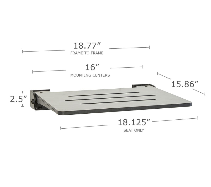 Seachrome 18" SlimLine Folding Wall Mount Shower Bench, Ash — View 2