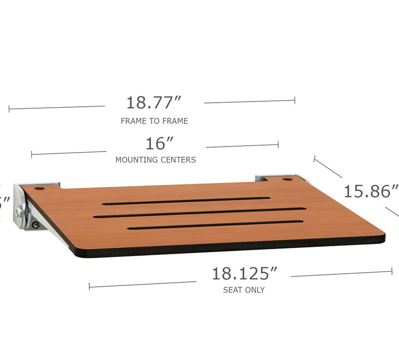 Seachrome 18" SlimLine Folding Wall Mount Shower Bench, Teak — View 2