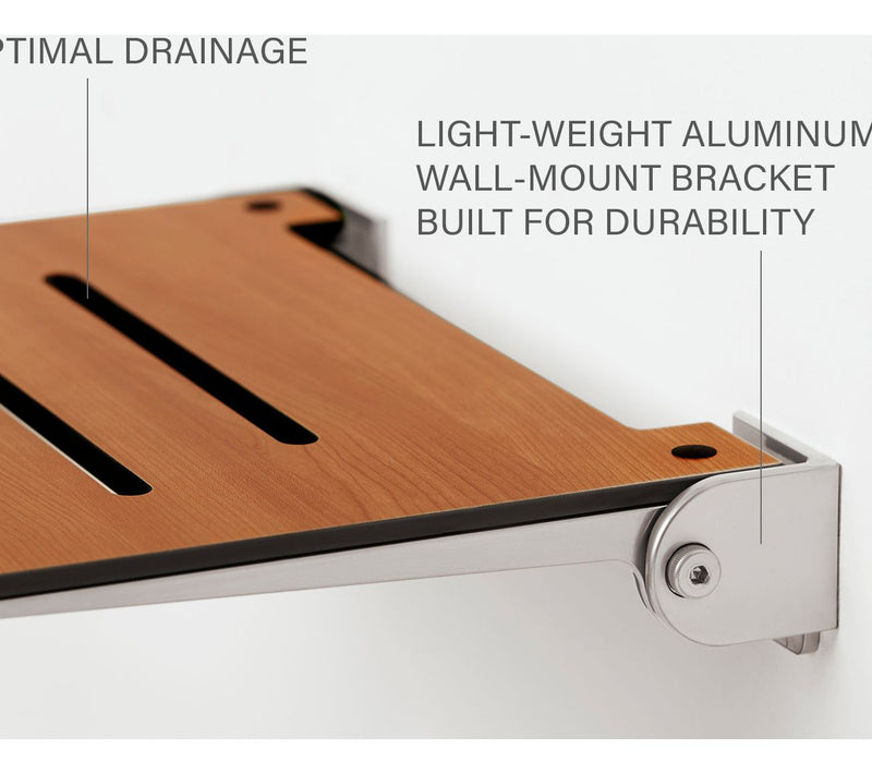 Seachrome 18" SlimLine Folding Wall Mount Shower Bench, Teak — View 6