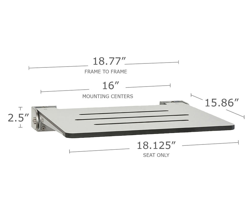 Seachrome 18" Folding Wall Mount Shower Bench Seat, Light Gray — View 2