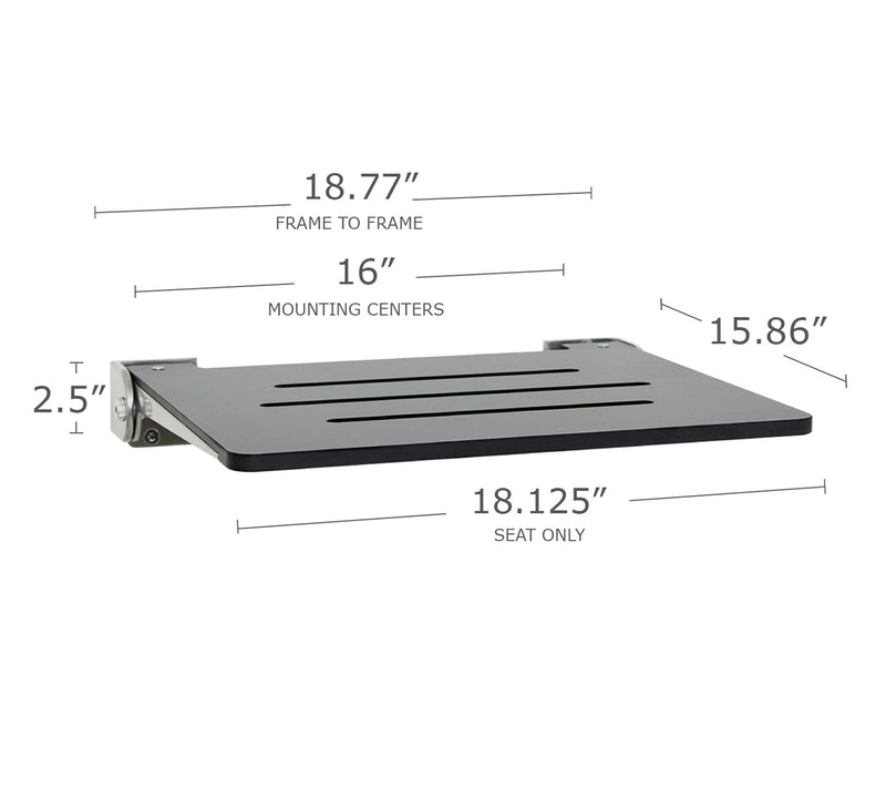 Seachrome 18" SlimLine Folding Wall Mount Shower Bench, Gray — View 2