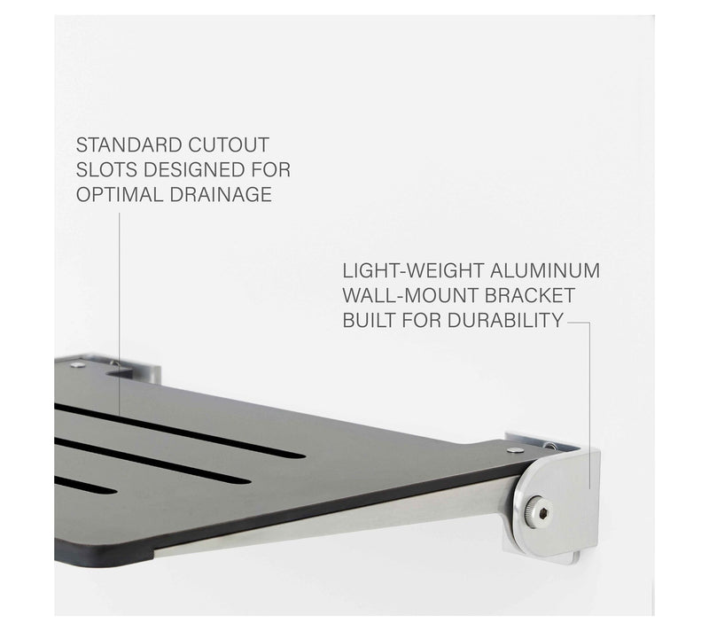 Seachrome 18" SlimLine Folding Wall Mount Shower Bench, Gray — View 4