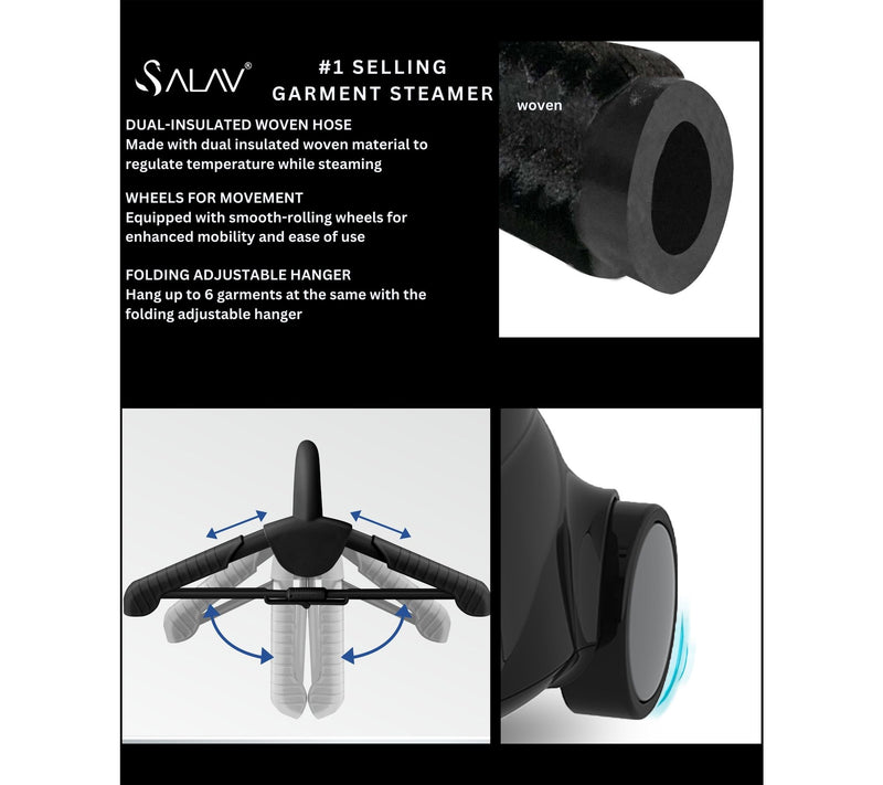 SALAV Smart Performance Upright Garment Steamerwith Wheels — View 4