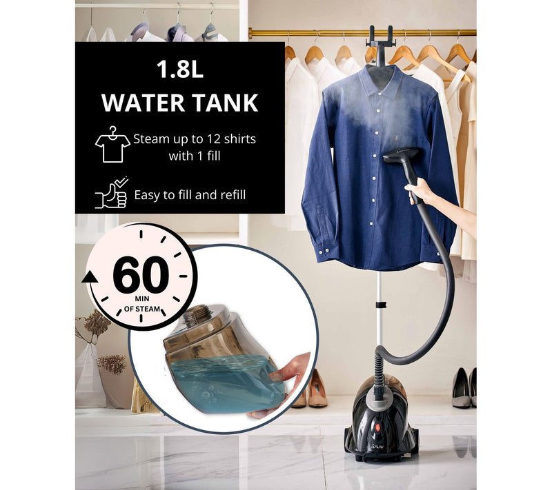 SALAV Smart Performance Upright Garment Steamerwith Wheels — View 3