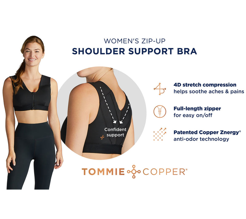 Tommie Copper Shoulder Support Comfort Bra w/ Front Zipper — View 14