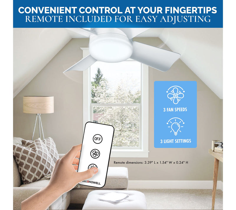 Bell & Howell 2-in-1 Socket Ceiling 3 Speed Fan & LED Light with Remote — View 9