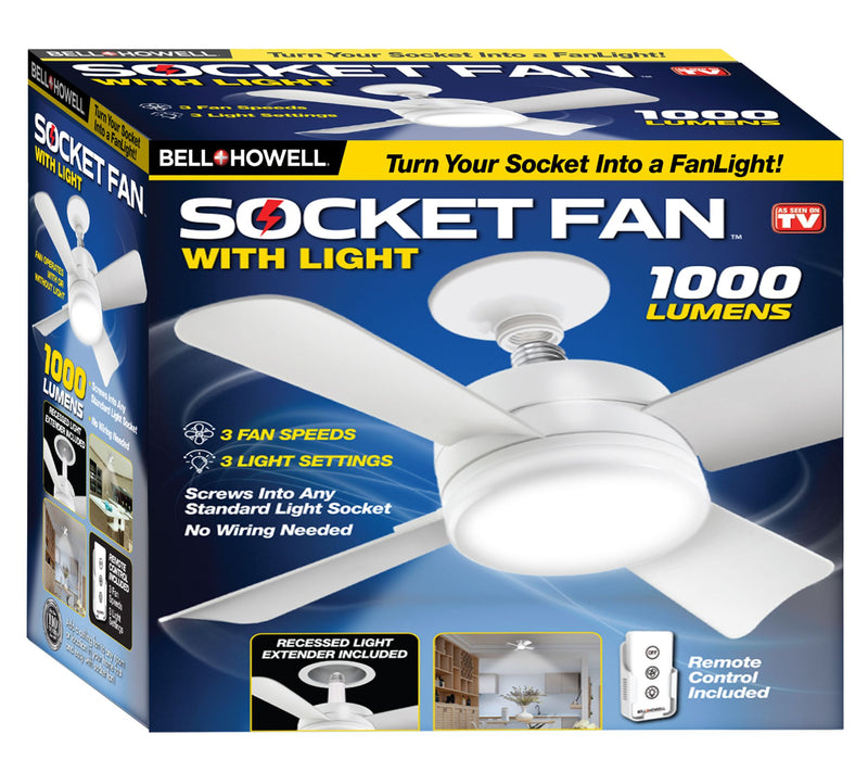 Bell & Howell 2-in-1 Socket Ceiling 3 Speed Fan & LED Light with Remote — View 14