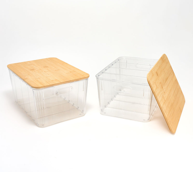 Cella Set of 2 Clear Baskets with Dividers — Main view