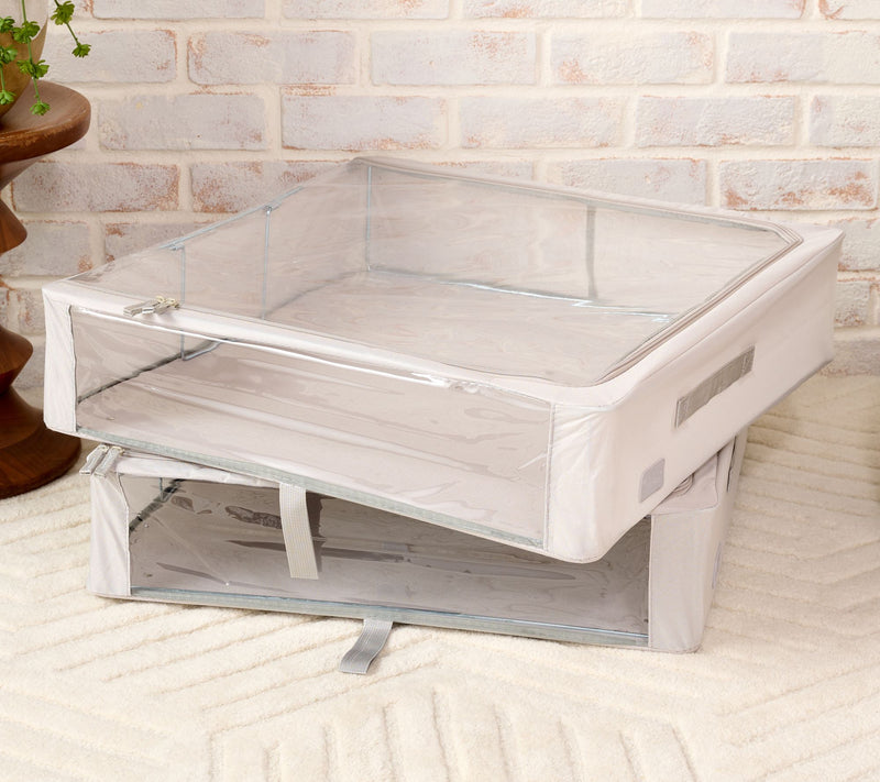 Periea Set of 2 Large Slim Storage Boxes with Gliders — View 44