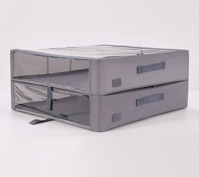 Periea Set of 2 Large Slim Storage Boxes with Gliders — View 53