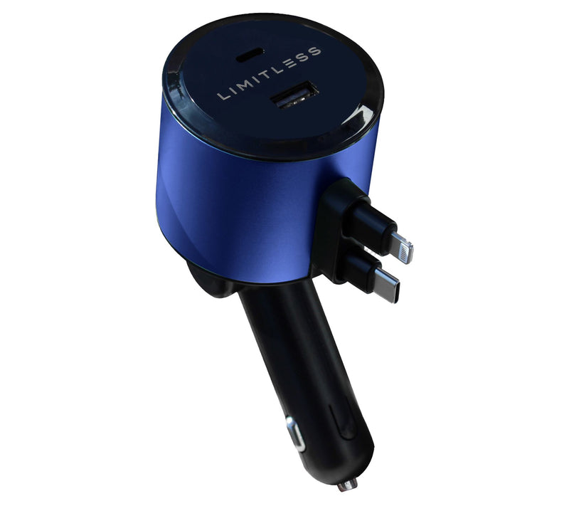 Limitless Car Charger w/ Retractable Lightning Type-C Cables — View 11